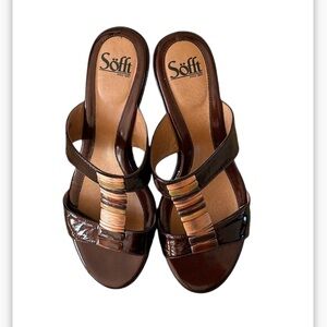 Sofft Anita Dark Brown Patent Sandals